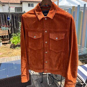 Todd Snyder Italian Suede Dylan Jacket in Rust Orange